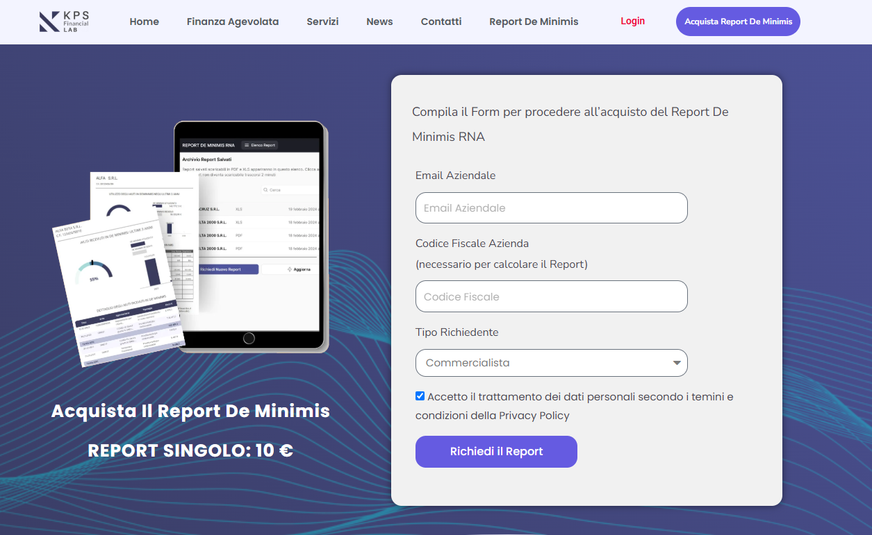Aiuti de minimis in nota interativa